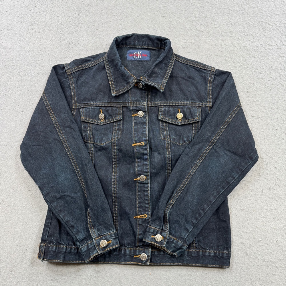 Vintage Calvin Klein Jacket Women's Small Indigo Wash Denim Button Down Trucker